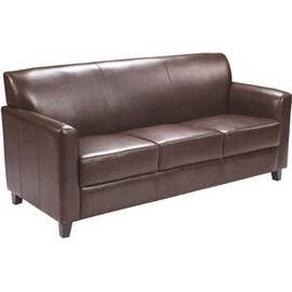 Carnegy Avenue 70 in. Brown Faux Leather 4-Seater Bridgewater Sofa with Square Arms