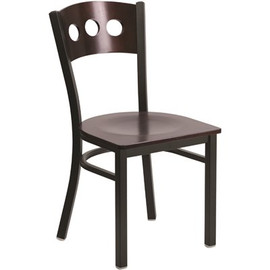 Flash Furniture Walnut Wood Back/Walnut Wood Seat/Black Metal Frame Wood Dining Chair Flash Furniture Walnut Wood Back/Walnut Wood Seat/Black Metal Frame Wood Dining Chair