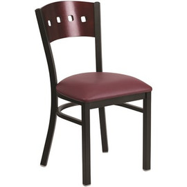 Carnegy Avenue Mahogany Wood Back/Burgundy Vinyl Seat/Black Metal Frame Vinyl Dining Chair Carnegy Avenue Mahogany Wood Back/Burgundy Vinyl Seat/Black Metal Frame Vinyl Dining Chair