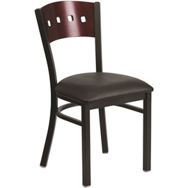 Carnegy Avenue Mahogany Wood Back/Black Vinyl Seat/Black Metal Frame Vinyl Dining Chair Carnegy Avenue Mahogany Wood Back/Black Vinyl Seat/Black Metal Frame Vinyl Dining Chair