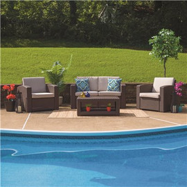 Carnegy Avenue Brown 4-Piece Wood Patio Conversation Set