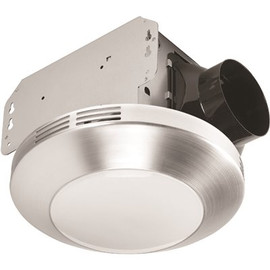 HOMEWERKS 80 CFM Light & Fit Ceiling Mount Bathroom Exhaust Fan with LED Light and Brushed Nickel Finish