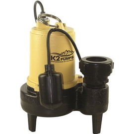 K2 3/4 HP Submersible Sewage Ejector Pump with Tether Switch