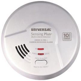 10-Year Sealed, Battery Operated, 3-in-1 Smoke, Fire and Carbon Monoxide Detector, Multi-Criteria Detection