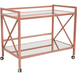 Carnegy Avenue Clear/Rose Gold Bar Cart With Wheels
