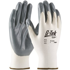 G-TEK Large Seamless Knit Nylon Glove with Nitrile Coated Foam Grip Economy Grade (12 Pairs of Gloves)