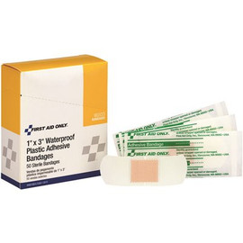 First Aid Only 1 in. x 3 in. Adhesive Waterproof Plastic Bandages (50 per Box)