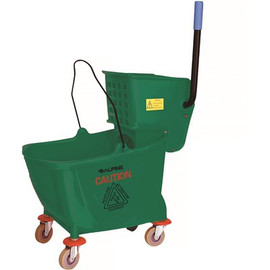 Alpine Industries 36 Qt. Mop Bucket with Side Press Wringer in Green