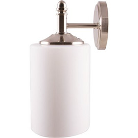 Sunset Lighting 30 in. 4-Light Bright Satin Nickel Vanity Light with Opal Glass Shade