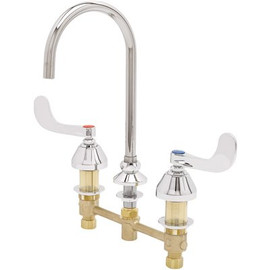 T&S 2-Handle Medical Faucet in Polished Chrome with Plain End Spout