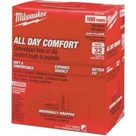 Milwaukee Red Disposable Ear Plugs Individually Sealed Pairs (100 Pairs)