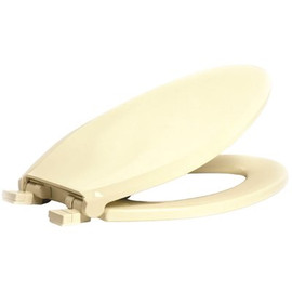 CENTOCO Elongated Closed Front Toilet Seat with Safety Close Plus Lift and Clean in Biscuit