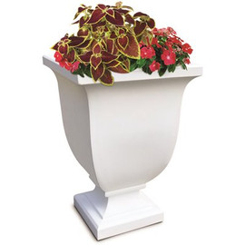 Mayne Augusta 26 in. Tall Self-Watering White Polyethylene Planter