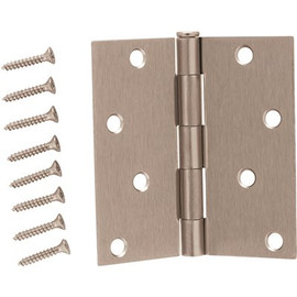 Everbilt 4 in. Square Corner Satin Nickel Door Hinge Value Pack (24-Pack)