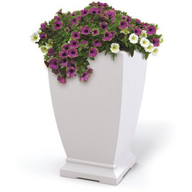 Mayne Acadia 28 in. Tall Self-Watering White Polyethylene Planter