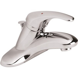Symmons Symmetrix 4 in. Centerset 1-Handle Bathroom Faucet with Braided Hose Supplies in Chrome
