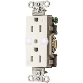 HUBBELL WIRING Style Line 15 Amp 125-Volt Outdoor Tamper Resistant GFCI Duplex Outlet with Nightlight, White