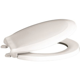 CENTOCO Round Closed Front Commercial Toilet Seat in White with Stainless Steel Self Sustaining Hinge