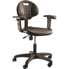 National Public Seating 16 in. - 21 in. H Polyurethane Black Task Chair with Arms