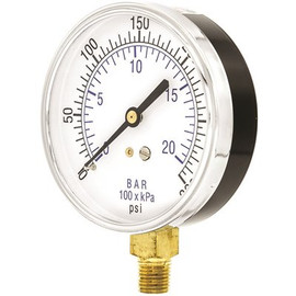 100 Series 3 1/2 Dial 1/4 npt Lower Mount 300 psi Pressure Gauge Utility Accessory