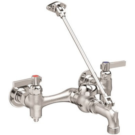 American Standard Exposed Yoke 2-Handle Wall-Mount Utility Faucet with Top Brace in Rough Chrome