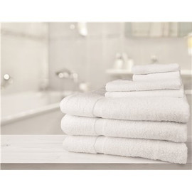 Oxford Gold 24 in. x 50 in. #10 lbs White Cotton/Polyester Blend Cam Border Bath Towel - (60 Pieces / 5 dz per Carton)