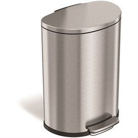 HLS COMMERCIAL 13 Gal. Semi-Round Step Stainless Steel Trash Can with Odor Filter