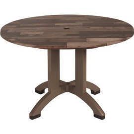 Atlanta 42 in. Round Bronze Shiplap Laminate Outdoor Dining Table