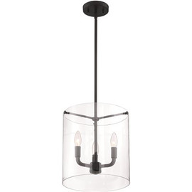 Nuvo Lighting Sommerset 3-Light Matte Black Cylinder Pendant with Clear Glass Shades