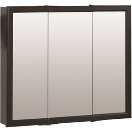 Zenith 24 in. H W x 26 in. Surface-Mount Tri-View Mirror Medicine Cabinet in Espresso