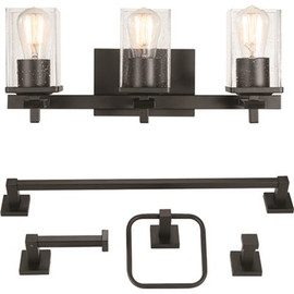 Globe Electric Dakota 20 in. 3-Light Matte Black Vanity Light with Accessories