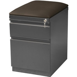 Hirsh 20 in. D Charcoal / Black Mobile Pedestal with Full Width Pull and Seat Cushion