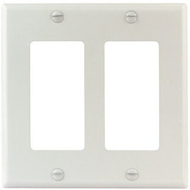 Titan3 White Smooth 2-Gang Rocker Standard Metal Wall Plate