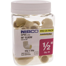 NIBCO 1/2 in. CPVC CTS Socket x Socket 90 Elbow Fitting