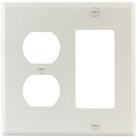 Titan3 White Smooth 2-Gang Duplex/Rocker Standard Metal Wall Plate