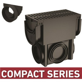 Compact Series Slim Drainage Pit/Catch Basin for 3.2 in. Modular Trench/Channel Drain Systems with Multi Pipe Adapter