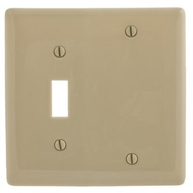 HUBBELL WIRING 2-Gang Ivory Toggle and Blank Wall Plate