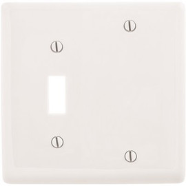 HUBBELL WIRING 2-Gang White Toggle and Blank Wall Plate
