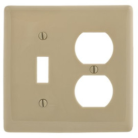HUBBELL WIRING 2-Gang Ivory Toggle and Duplex Wall Plate