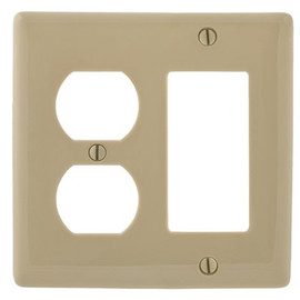 HUBBELL WIRING 2-Gang Ivory Duplex and Decorator Wall Plate