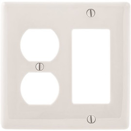HUBBELL WIRING 2-Gang White Duplex and Decorator Wall Plate