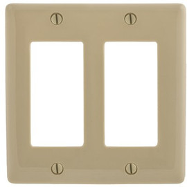 HUBBELL WIRING 2-Gang Medium Size Decorator Wall Plate - Ivory