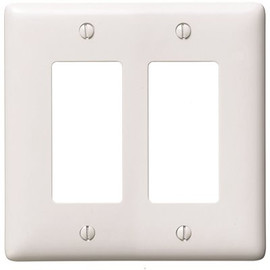 HUBBELL WIRING 2-Gang Medium Size Decorator Wall Plate - White
