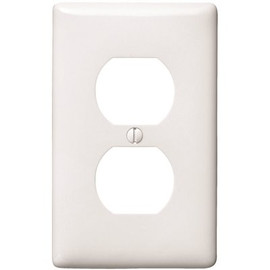 HUBBELL WIRING 1-Gang Medium Size Duplex Wall Plate - White