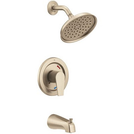 Slate Single-Handle 1-Spray 1.75 GPM Tub and Shower Faucet with Valve in Brushed Nickel (Valve Not Included)