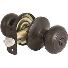 Defiant Hartford Aged Bronze Keyed Entry Door Knob with KW1 Keyway Keyed Differently