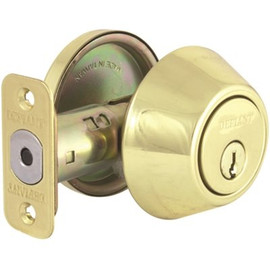 Defiant Polished Brass Single Cylinder Deadbolt with KW1 Keyway Master Pinned