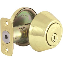 Defiant Polished Brass Single Cylinder Deadbolt with KW1 Keyway Keyed Differently