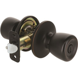 Defiant Waterbury Aged Bronze Keyed Entry Door Knob with KW1 Keyway Keyed Differently