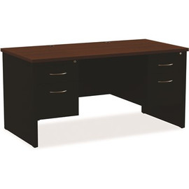 Lorell 4-Drawer Black Walnut Laminate Commercial Steel Desk Series Pedestal Desk